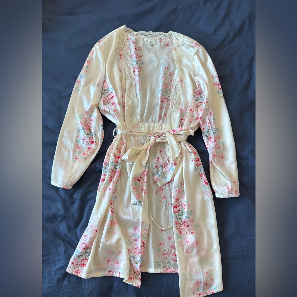 PINK Victoria's Secret Floral Lace Satin Top